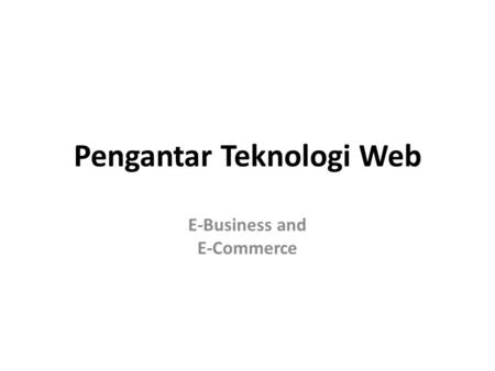 Pengantar Teknologi Web