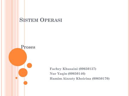 Sistem Operasi Proses Fachry Khusaini ( ) Nur Yaqin ( )