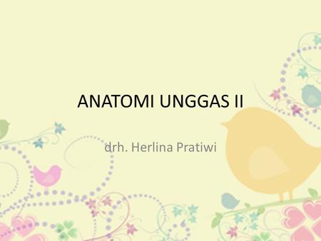 ANATOMI UNGGAS II drh. Herlina Pratiwi.