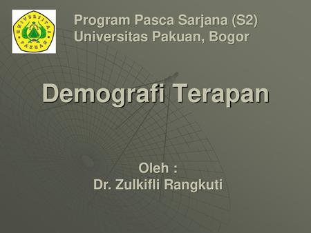 Demografi Terapan Program Pasca Sarjana (S2) Universitas Pakuan, Bogor