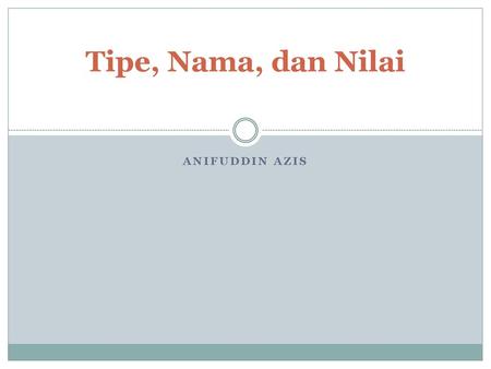 Tipe, Nama, dan Nilai Anifuddin azis.