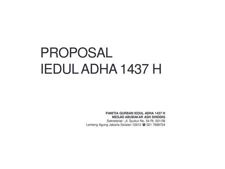 Proposal Iedul Adha 1437 H PANITIA QURBAN IEDUL ADHA 1437 H
