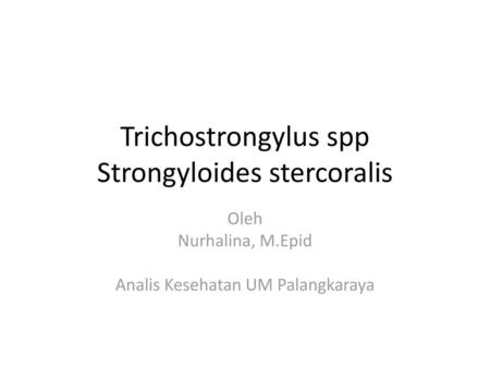 Trichostrongylus spp Strongyloides stercoralis