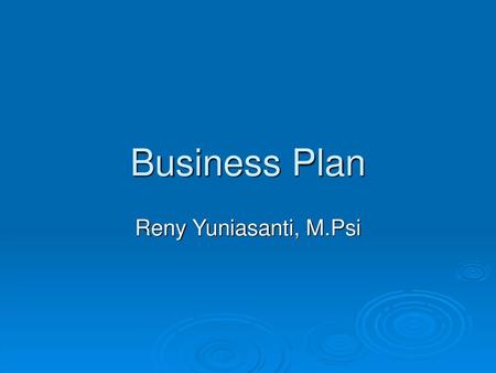 Business Plan Reny Yuniasanti, M.Psi.