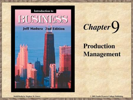 9 Chapter Production Management Introduction to