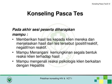 Pelatihan konseling HIV & VCT I