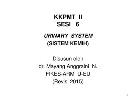 KKPMT II SESI 6 URINARY SYSTEM (SISTEM KEMIH) Disusun oleh
