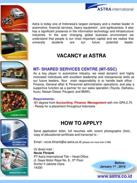 VACANCY at ASTRA HOW TO APPLY?
