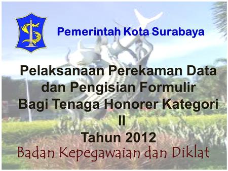 Pelaksanaan Perekaman Data dan Pengisian Formulir Bagi Tenaga Honorer Kategori II Tahun 2012 Badan Kepegawaian dan Diklat Pemerintah Kota Surabaya.