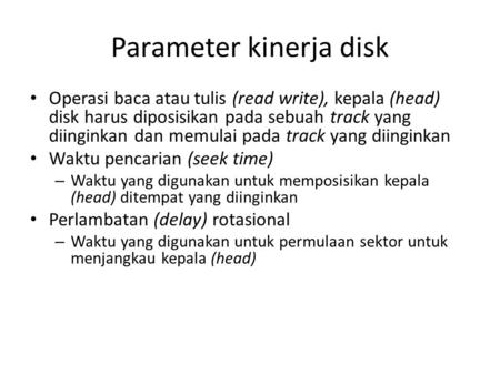 Parameter kinerja disk
