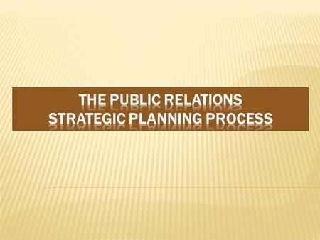 The Public Relations Strategic Planning Process