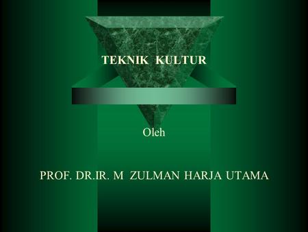 TEKNIK KULTUR Oleh PROF. DR.IR. M ZULMAN HARJA UTAMA