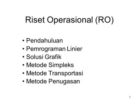 Riset Operasional (RO)