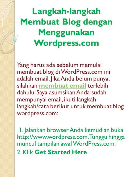 Langkah-langkah Membuat Blog dengan Menggunakan Wordpress.com