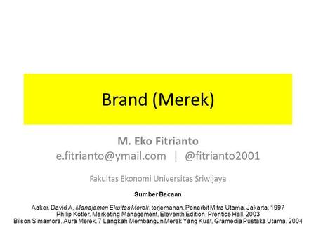 Brand (Merek) M. Eko Fitrianto