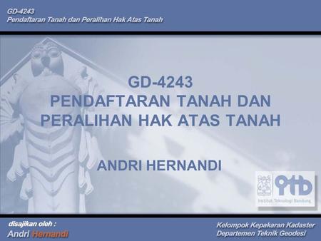 GD-4243 PENDAFTARAN TANAH DAN PERALIHAN HAK ATAS TANAH