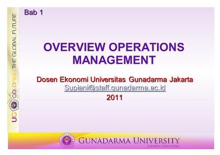OVERVIEW OPERATIONS MANAGEMENT