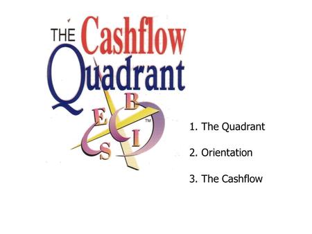 1. The Quadrant 2. Orientation 3. The Cashflow.