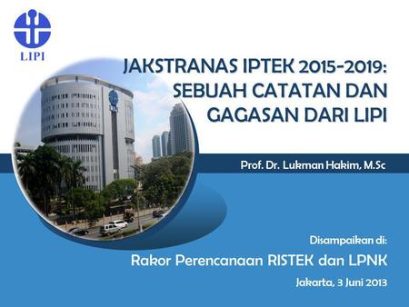 Prof. Dr. Lukman Hakim, M.Sc