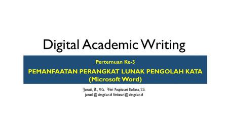 Digital Academic Writing