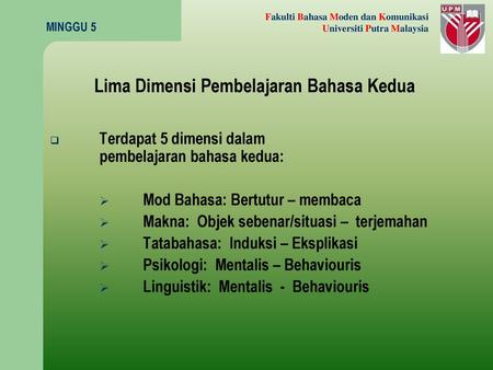 Lima Dimensi Pembelajaran Bahasa Kedua