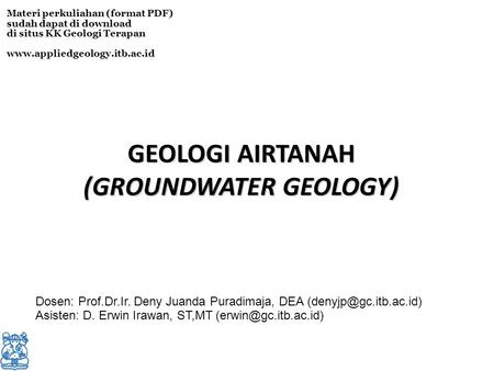 (GROUNDWATER GEOLOGY)‏