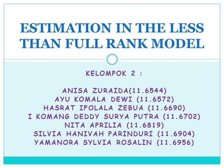 ESTIMATION IN THE LESS THAN FULL RANK MODEL