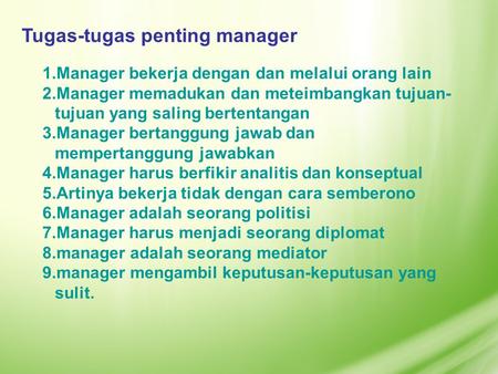 Tugas-tugas penting manager