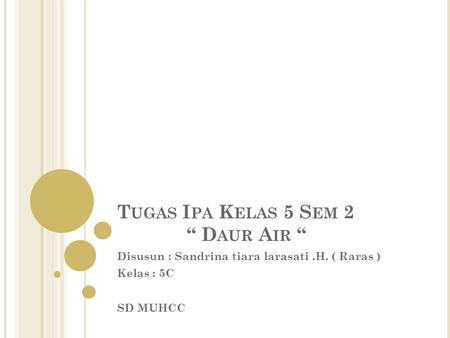 T UGAS I PA K ELAS 5 S EM 2 “ D AUR A IR “ Disusun : Sandrina tiara larasati.H. ( Raras ) Kelas : 5C SD MUHCC.