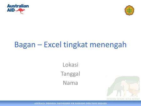 AUSTRALIA INDONESIA PARTNERSHIP FOR EMERGING INFECTIOUS DISEASES Bagan – Excel tingkat menengah Lokasi Tanggal Nama.