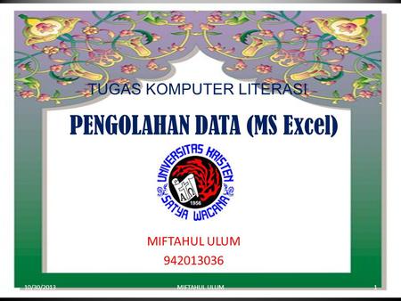 PENGOLAHAN DATA (MS Excel)