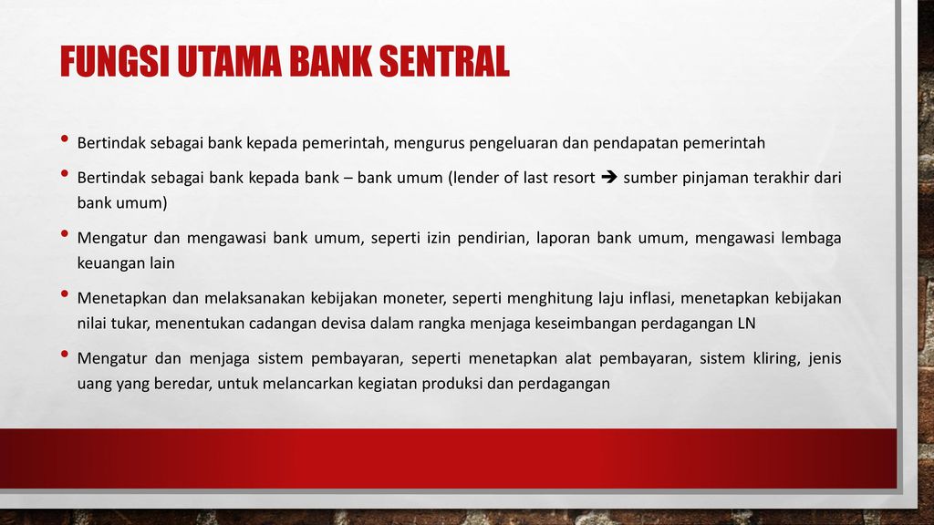 Fungsi utama bank sentral