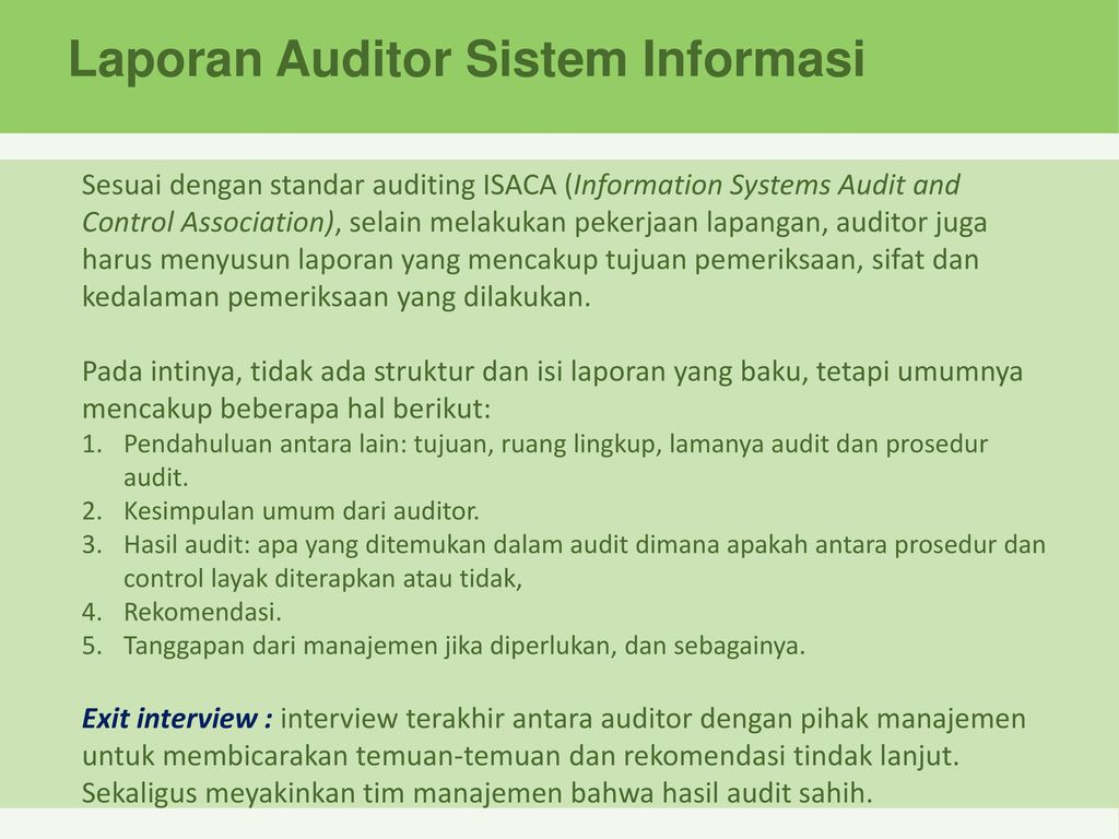 Laporan Auditor Sistem Informasi