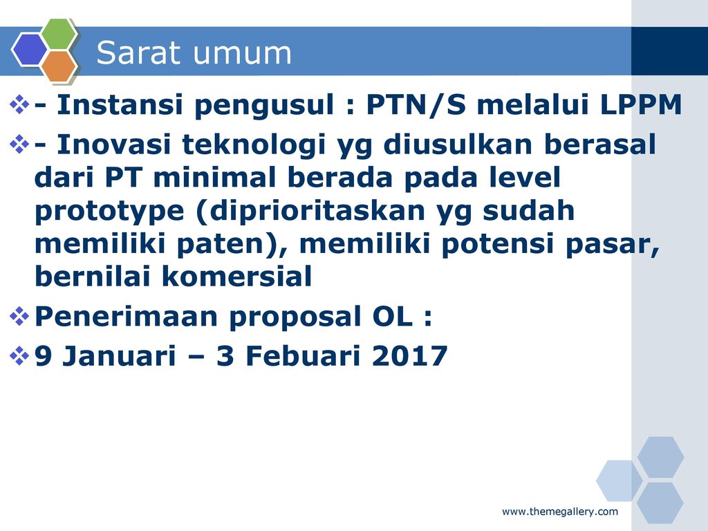Sarat umum - Instansi pengusul : PTN/S melalui LPPM