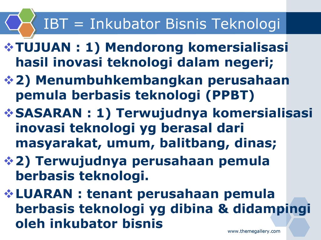 IBT = Inkubator Bisnis Teknologi