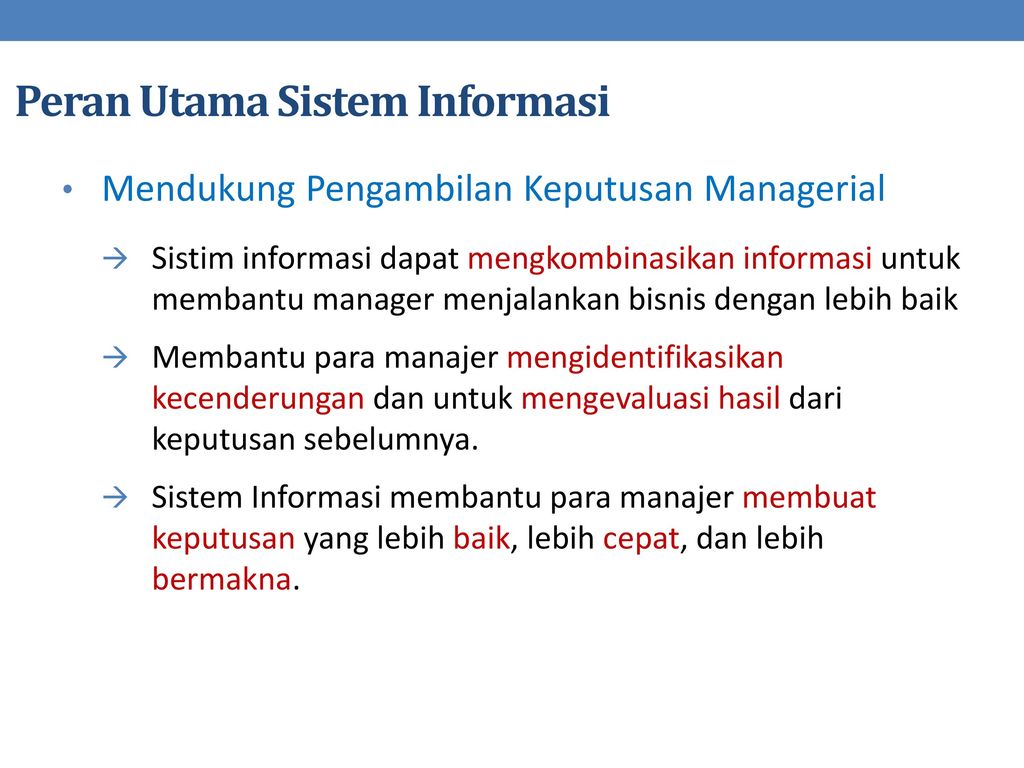 Peran Utama Sistem Informasi
