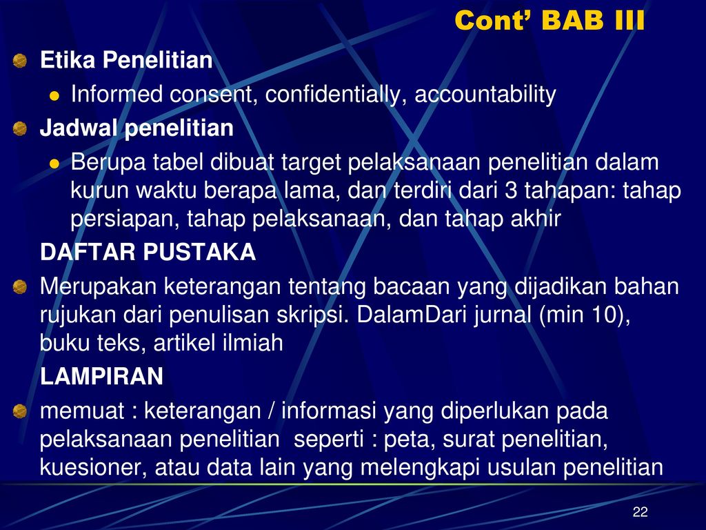 Cont’ BAB III Etika Penelitian