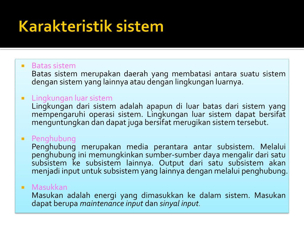 Karakteristik sistem Batas sistem