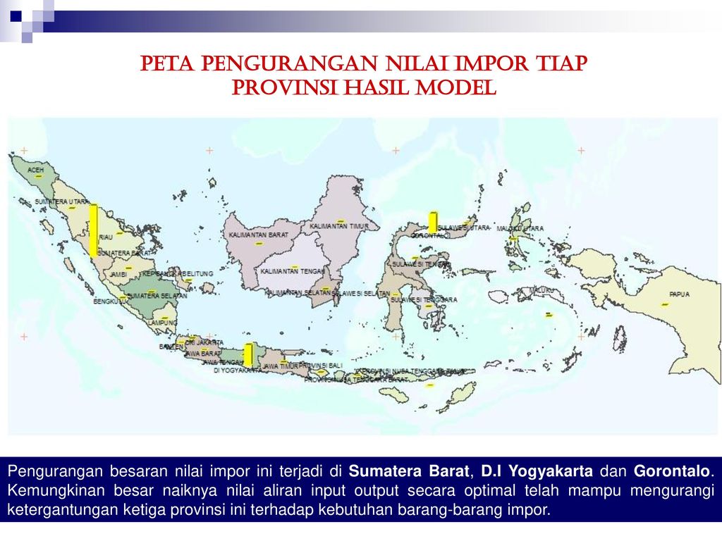 Peta Pengurangan Nilai Impor Tiap Provinsi Hasil Model