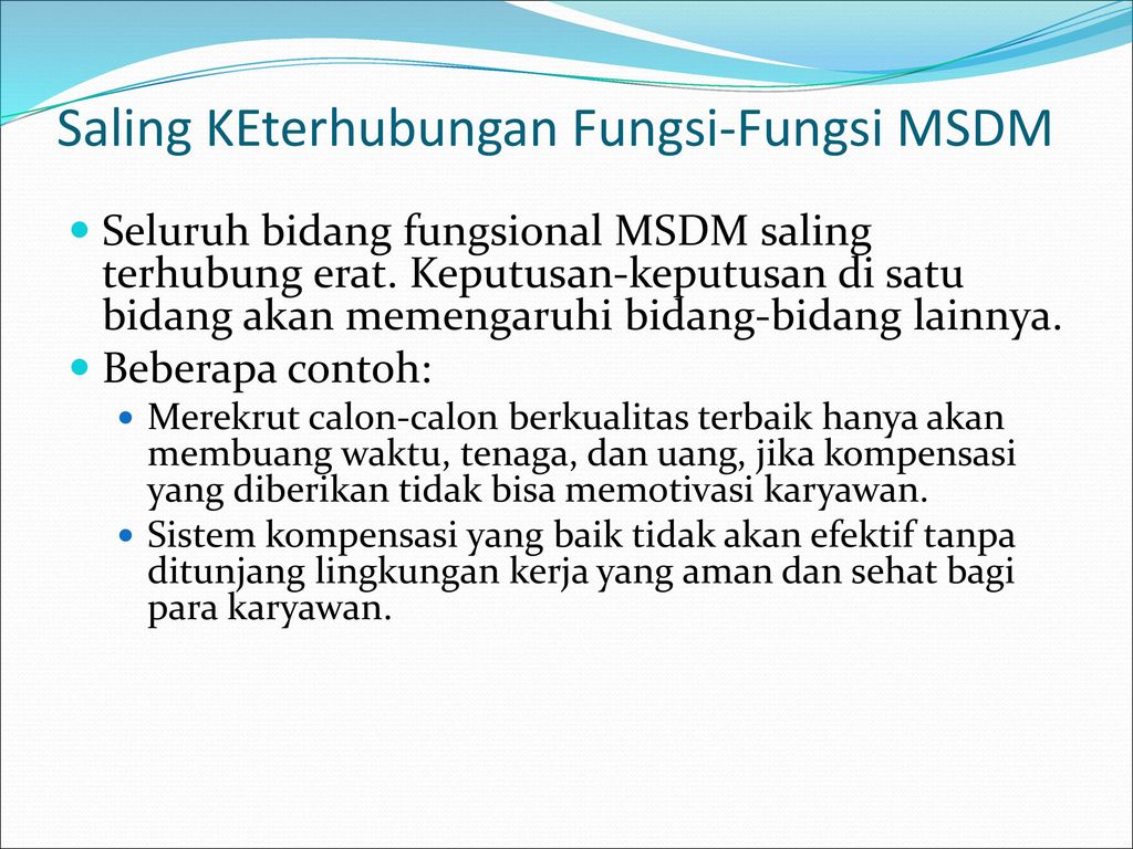 Saling KEterhubungan Fungsi-Fungsi MSDM