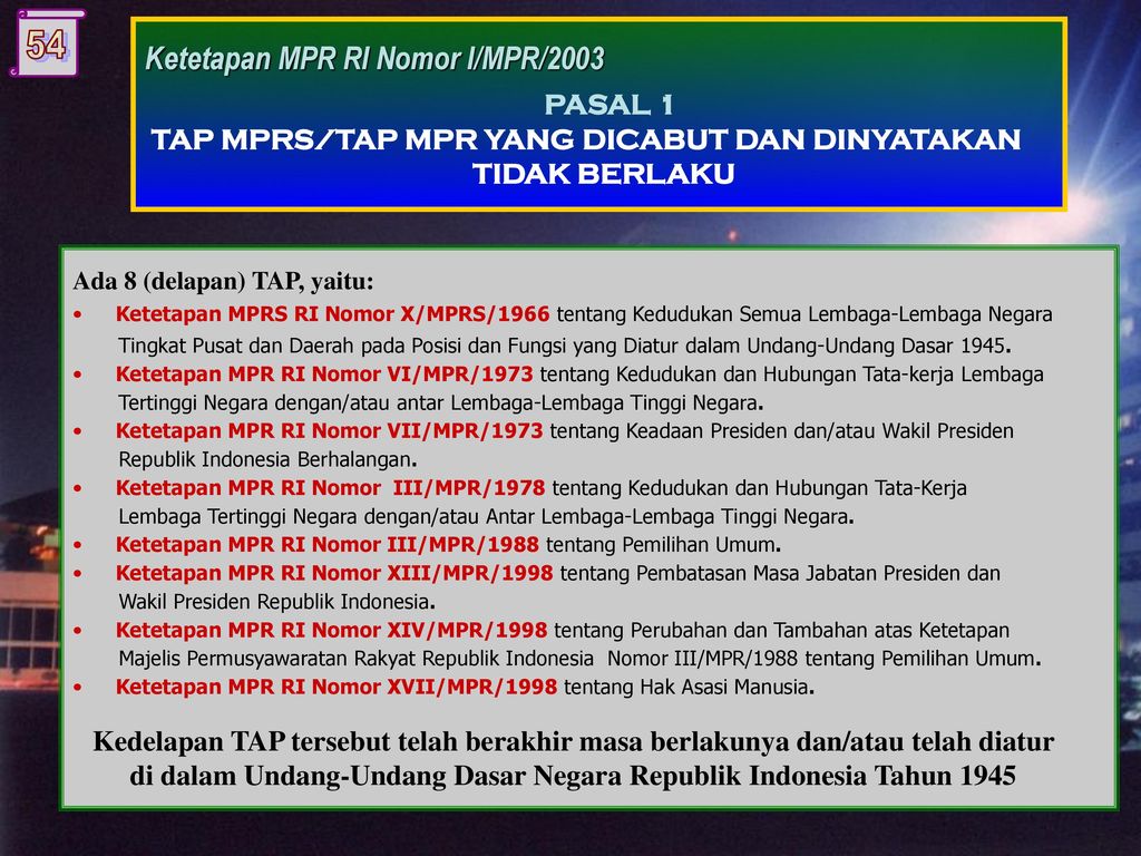 Ketetapan MPR RI Nomor III/MPR/1988 tentang Pemilihan Umum.