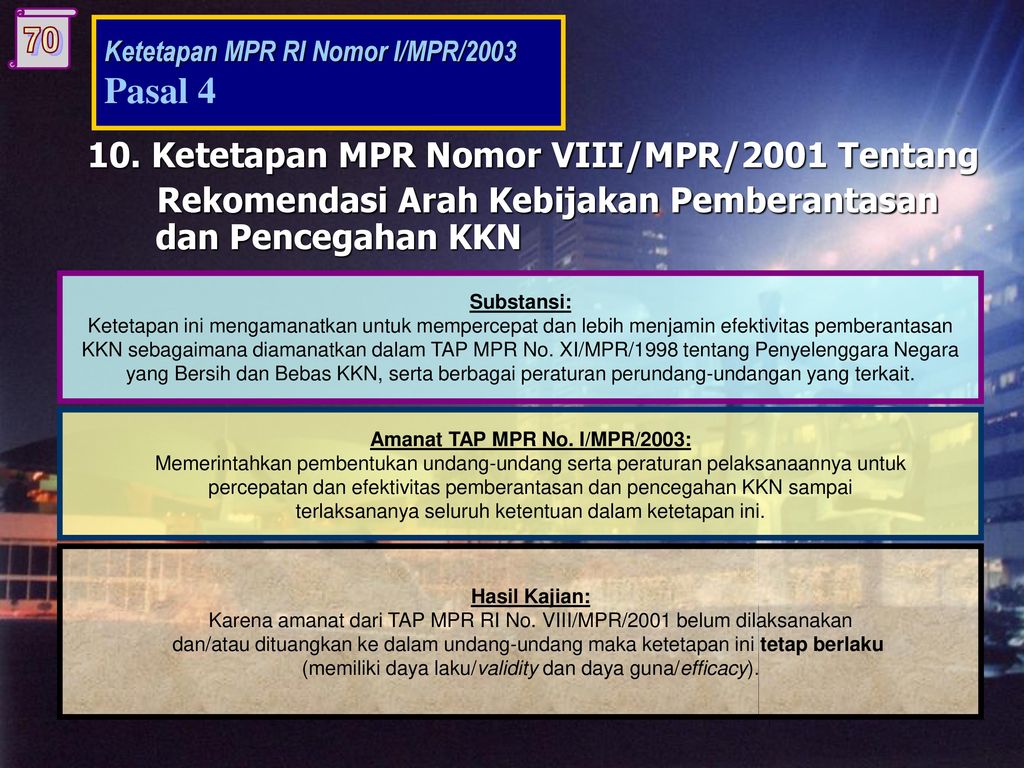 Amanat TAP MPR No. I/MPR/2003: Amanat TAP MPR No. I/MPR/2003:
