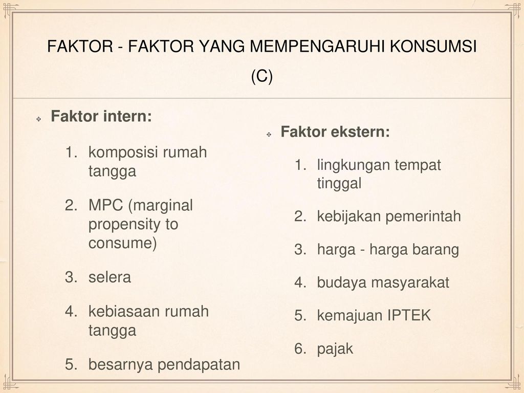 faktor - faktor yang mempengaruhi konsumsi (C)