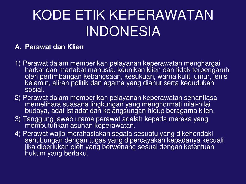 KODE ETIK KEPERAWATAN INDONESIA
