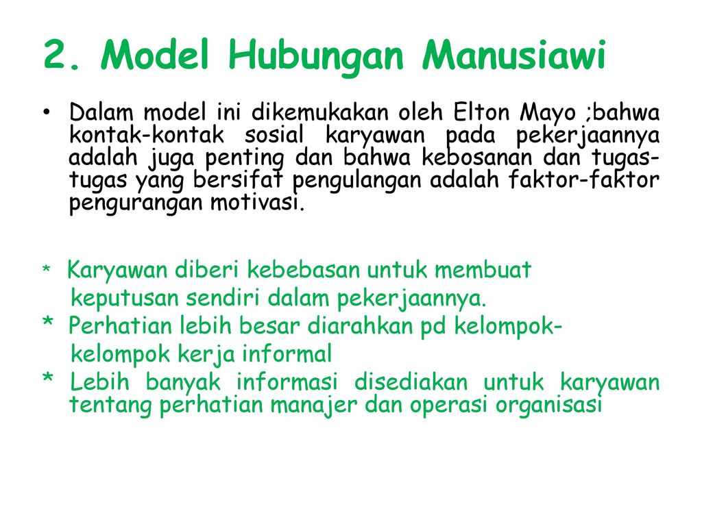 2. Model Hubungan Manusiawi