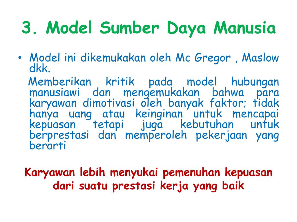 3. Model Sumber Daya Manusia