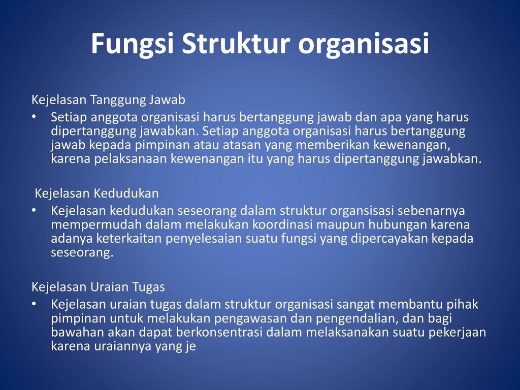 Fungsi Struktur organisasi