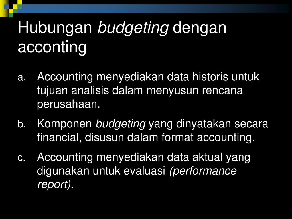Hubungan budgeting dengan acconting