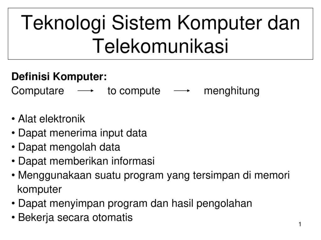 Teknologi Sistem Komputer dan Telekomunikasi