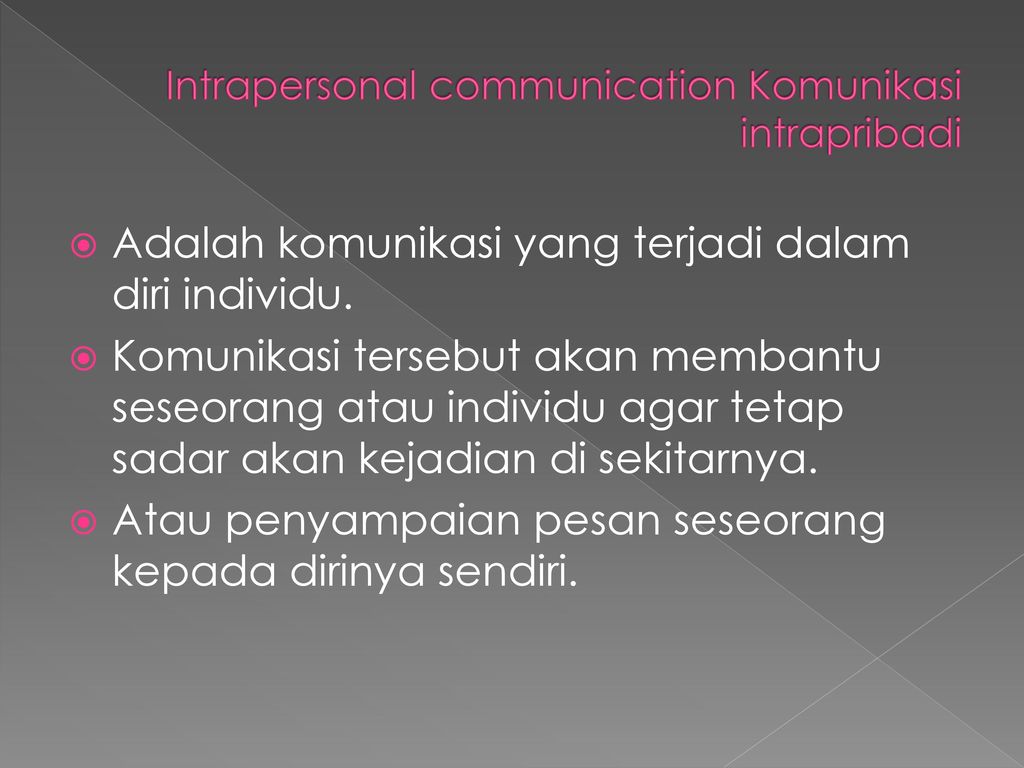 Intrapersonal communication Komunikasi intrapribadi